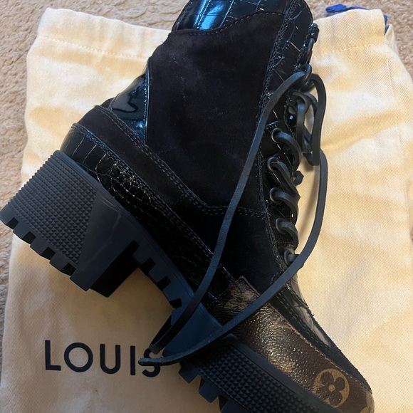 Louis Vuitton black suede boots